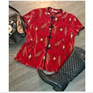 Vintage Chinese inspired top with Mandarin collar